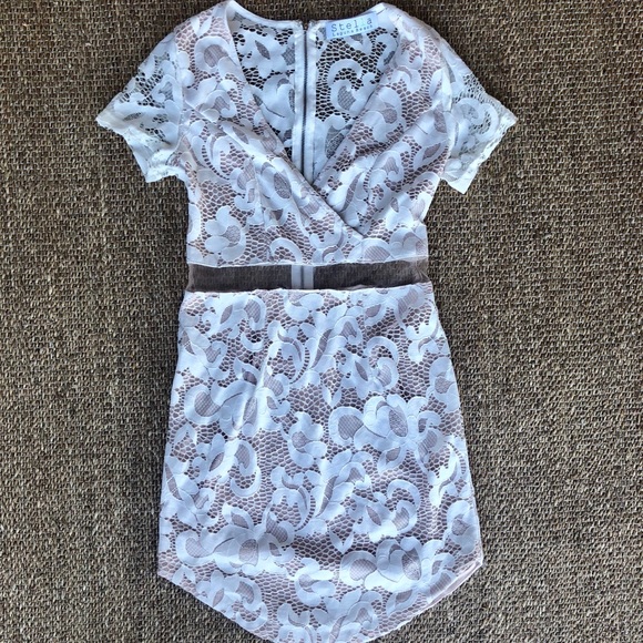 Dresses & Skirts - Lace Fitted Dress w Flattering Mesh 2 Piece Detail